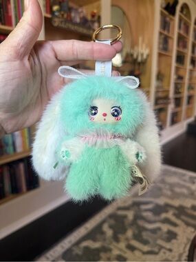 NIB Liilas Mint Green Furry Angel Keychain Bag Charm